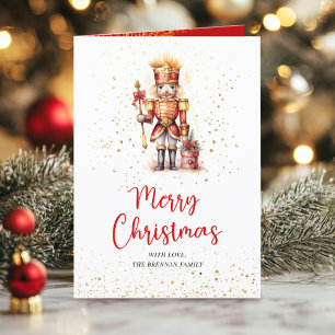 Nutcracker Traditional Festive Botanical Christmas Holiday Card