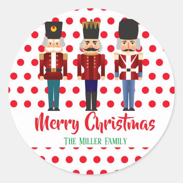 Nutcracker Trio Christmas Holiday Classic Round Sticker (Front)