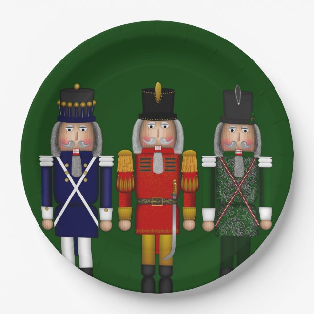 Nutcracker Trio-Green-PAPER PARTY PLATES (Front)