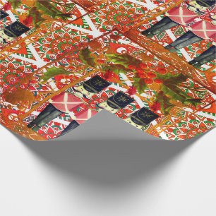 Nutcracker Trio Holly  Frame Soldier  Wrapping Paper