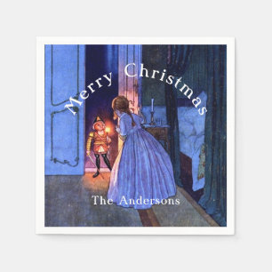 Nutcracker Vintage Art Nouveau Blue Personalised Napkin