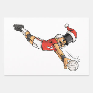 Nutcracker Volleyball Player Holiday Sports Xmas Wrapping Paper Sheet