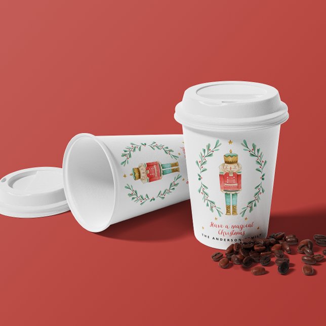 Nutcracker watercolor botanical cute Christmas Paper Cups (Creator Uploaded)