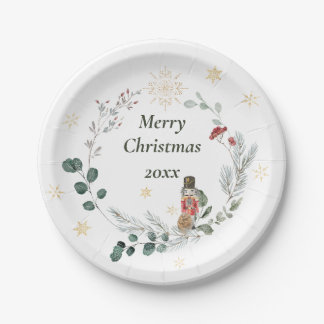 Nutcracker watercolor botanical cute Christmas Paper Plate