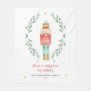 Nutcracker watercolor botanical cute Christmas Pos Fleece Blanket