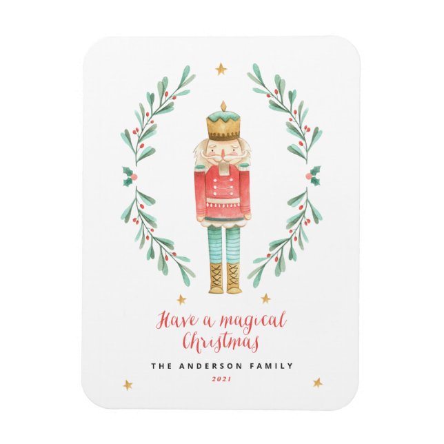 Nutcracker watercolor botanical cute Christmas Pos Magnet (Vertical)