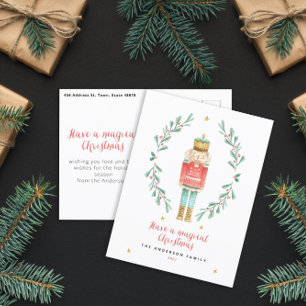 Nutcracker watercolor botanical cute Christmas Postcard