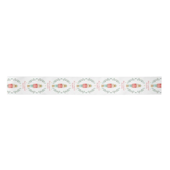 Nutcracker watercolor botanical cute Christmas Satin Ribbon (Front)
