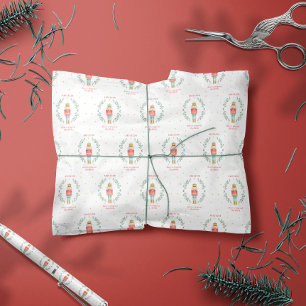 Nutcracker watercolor botanical cute Christmas son Wrapping Paper