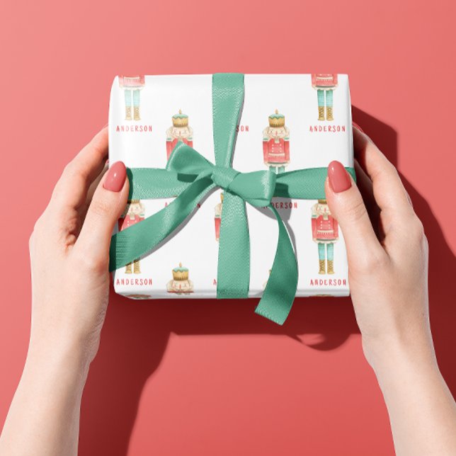 Nutcracker watercolor botanical cute Christmas son Wrapping Paper (Creator Uploaded)
