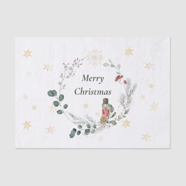 Nutcracker watercolor botanical cute Christmas Tissue Paper (Front)