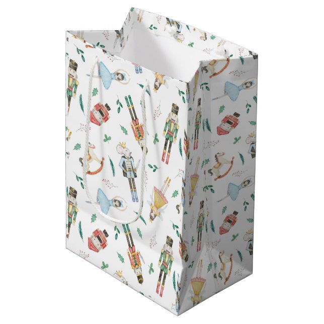 Nutcracker Watercolor Medium Gift Bag (Front Angled)