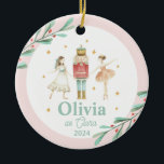 Nutcracker Winter Ballet Christmas Ceramic Tree Decoration<br><div class="desc">Nutcracker ballet winter snowflakes christmas ornament. Personalised with name and role in nutcracker.</div>