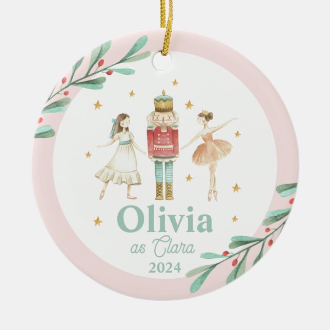 Nutcracker Winter Ballet Christmas Ceramic Tree Decoration (Front)