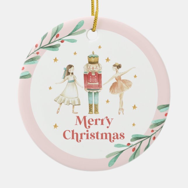 Nutcracker Winter Ballet Christmas Ceramic Tree Decoration (Front)