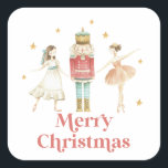 Nutcracker Winter Ballet Christmas Square Sticker<br><div class="desc">Nutcracker ballet winter snowflakes christmas party.</div>