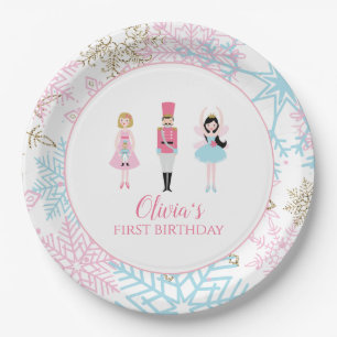 Nutcracker Winter Ballet Snowflake Birthday Paper Plate