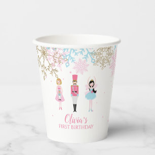 Nutcracker Winter Birthday glitter snowflakes Paper Cups