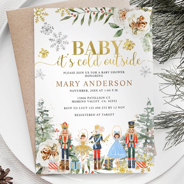 Nutcracker Winter It's Cold Outside Baby Shower Invitation (Creator Uploaded)