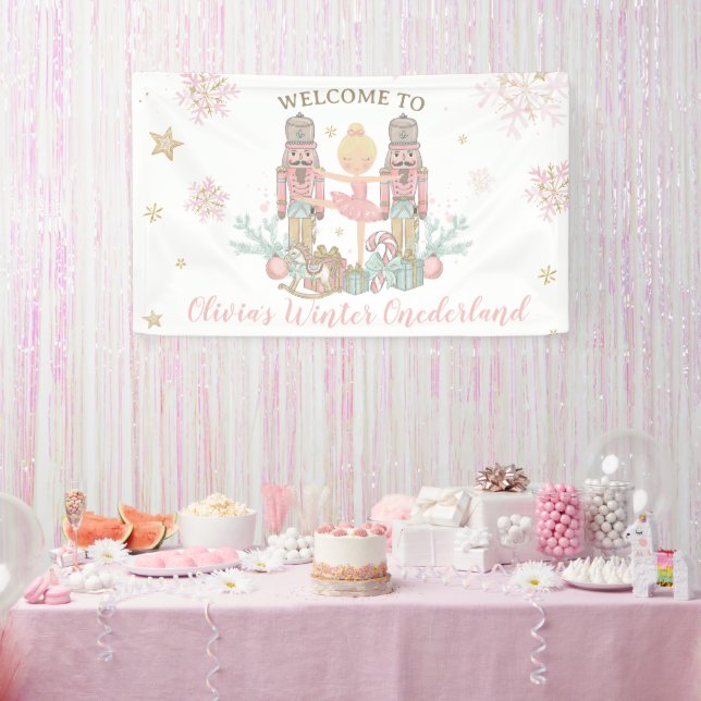 Nutcracker Winter Onederland 1st Birthday Backdrop Banner (Party)