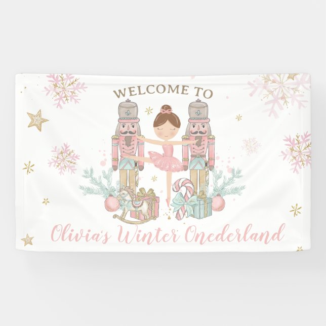 Nutcracker Winter Onederland 1st Birthday Backdrop Banner (Horizontal)