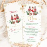 Nutcracker Winter Onederland 1st Birthday Menu<br><div class="desc">Celebrate in style with this Winter Onederland Slim Menu Card, featuring a festive Nutcracker Christmas design with a ballerina in a red dress and elegant red, green, and gold accents. Printed double-sided, this slim card adds a magical, polished touch to your Winter Onederland birthday table décor — perfect for listing...</div>