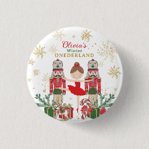 Nutcracker Winter Onederland 1st Birthday Red 3 Cm Round Badge