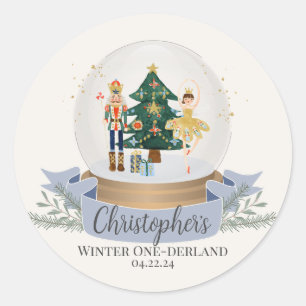 nutcracker winter onederland first birthday party classic round sticker