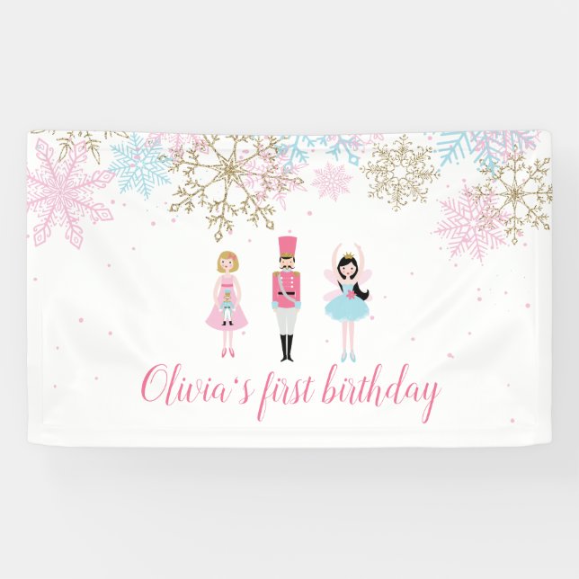 Nutcracker Winter Snowflake Birthday Banner (Horizontal)