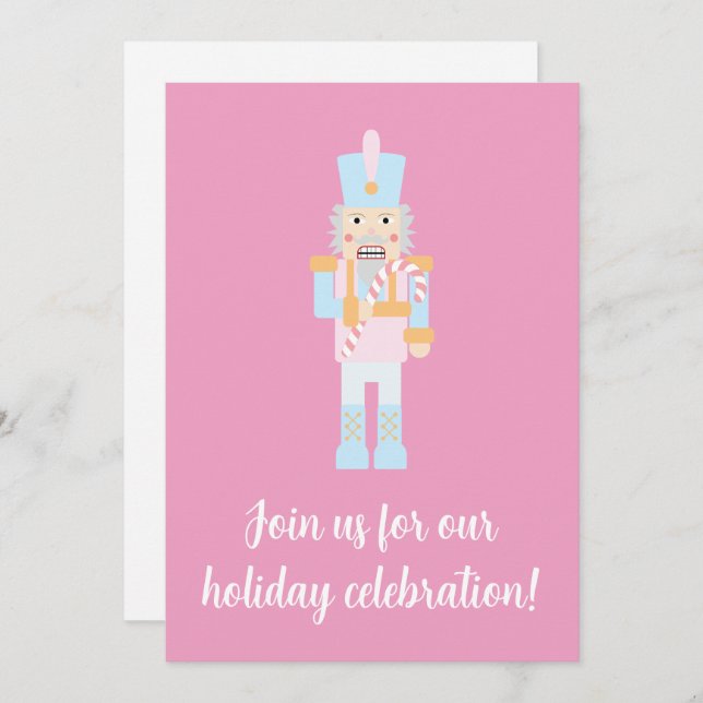 Nutcracker with a Candy Cane with Greeting Invitation (Front/Back)