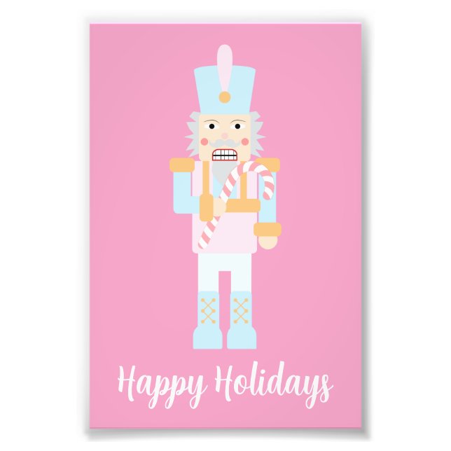 Nutcracker with a Candy Cane with Greeting Photo Print (Front)