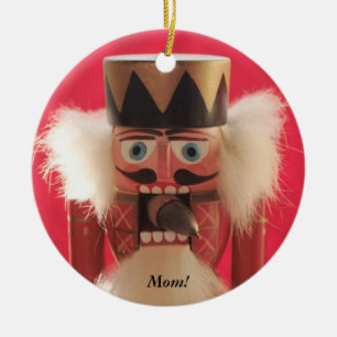 nutcracker with acorn round ornament