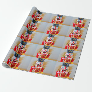 Nutcracker with candy canes wrapping paper