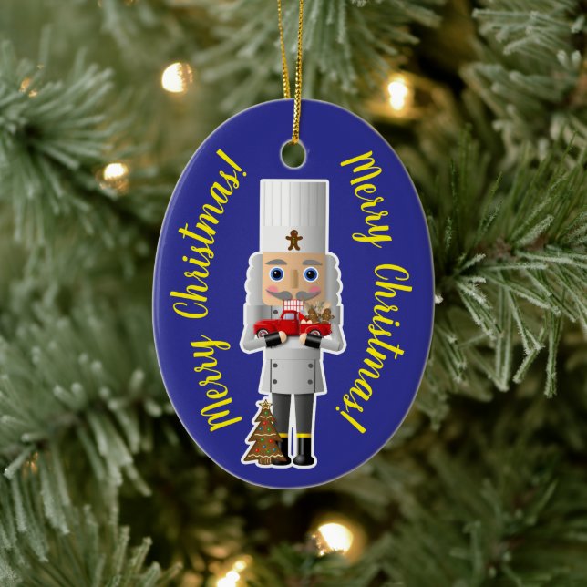 Nutcracker with Little Red Truck Ceramic Tree Decoration (Tree)
