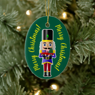 Nutcracker with Little Red Truck Ceramic Tree Decoration