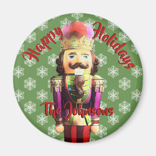 Nutcracker with Snowflakes Custom Name Magnet