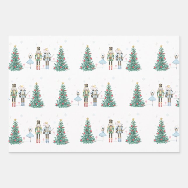 Nutcracker Wrapping Paper- Pastel and Festive Wrapping Paper Sheet (Front)