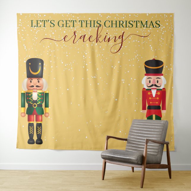 Nutcracker Yellow Christmas Photo Booth Backdrop Tapestry (In Situ (Horizontal))