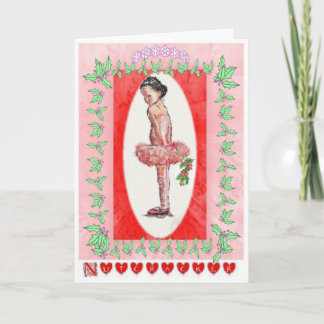 Nutcracker Young Ballerina with Rose-330 Holiday Card