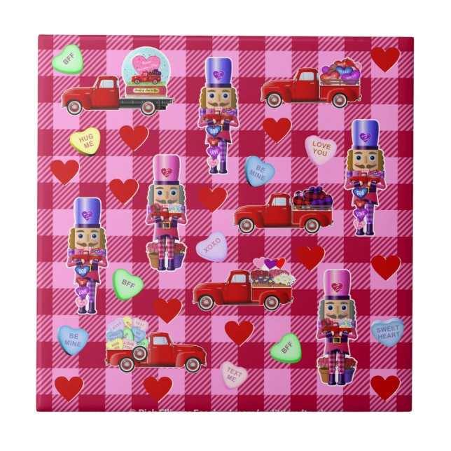 Nutcrackers and Little Red Trucks Valentine's Tile (Front)