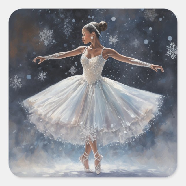 Nutcracker's Black Ballerina Snow Queen  Square Sticker (Front)