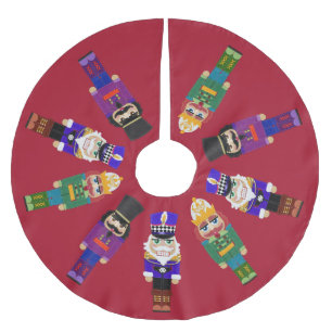 Nutcrackers Felt Look With Stitching Brushed Polyester Tree Skirt