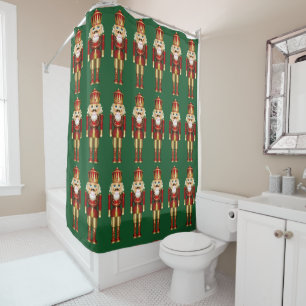 Nutcrackers Fun Christmas Holiday Red Green Gold S Shower Curtain