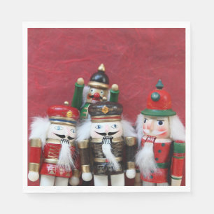 Nutcrackers group on red napkin