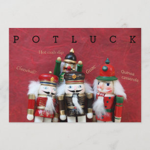 Nutcrackers group on red potluck invitation