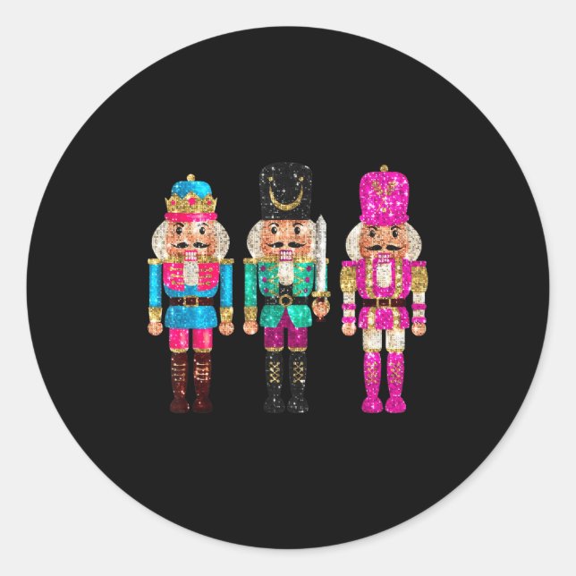 Nutcrackers Merry Christmas Funny Xmas Men Women  Classic Round Sticker (Front)