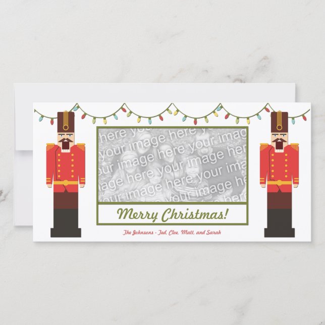 Nutcrackers, Merry Christmas, Photo Card Template (Front)