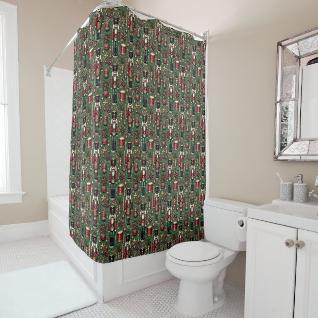Nutcrackers Pattern Shower Curtain (In Situ)