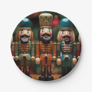 Nutcrackers with happy faces paper plate