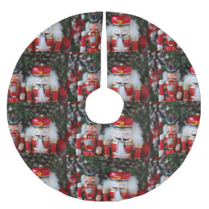 Nutcrackers with holiday background brushed polyester tree skirt